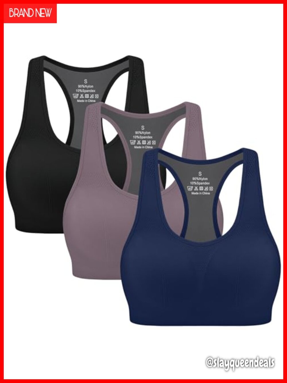 Women Racerback Sports Bras Seamless High Impact Workout Gym Bra 3 Pack